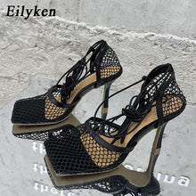 Load image into Gallery viewer, Eilyken New Spring Autumn Mesh Women Ankle Boots Sexy Pointed Toe Zipper Stripper Party Stiletto High Heels Ladies Shoes