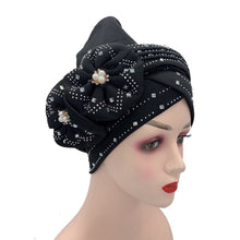 Load image into Gallery viewer, Fashion African Auto Gele Headtie for Women Pre-Tied Muslim Turban Cap Nigerian trending Wedding Gele Ready to Wear Autogele Head Wraps
