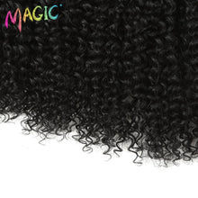 Load image into Gallery viewer, Magic Synthetic Afro Kinky Curly Hair Weave Hair 16-20 inch 7Pieces/lot Bundles With Closure African lace For Women hair Extens