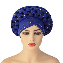 Load image into Gallery viewer, Fashion African Auto Gele Headtie for Women Pre-Tied Muslim Turban Cap Nigerian trending Wedding Gele Ready to Wear Autogele Head Wraps