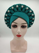 Load image into Gallery viewer, Fashion African Auto Gele Headtie for Women Pre-Tied Muslim Turban Cap Nigerian trending Wedding Gele Ready to Wear Autogele Head Wraps