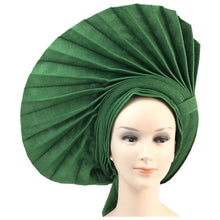 Load image into Gallery viewer, Wedding Red Nigerian Gele Headtie Already Made Auto Gele Turban Cap African Auto Gele Aso Oke Headtie