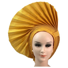 Load image into Gallery viewer, Wedding Red Nigerian Gele Headtie Already Made Auto Gele Turban Cap African Auto Gele Aso Oke Headtie