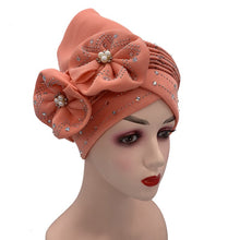 Load image into Gallery viewer, Fashion African Auto Gele Headtie for Women Pre-Tied Muslim Turban Cap Nigerian trending Wedding Gele Ready to Wear Autogele Head Wraps