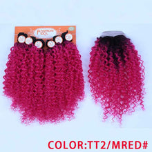 Load image into Gallery viewer, Magic Synthetic Afro Kinky Curly Hair Weave Hair 16-20 inch 7Pieces/lot Bundles With Closure African lace For Women hair Extens