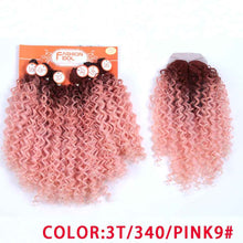 Load image into Gallery viewer, Magic Synthetic Afro Kinky Curly Hair Weave Hair 16-20 inch 7Pieces/lot Bundles With Closure African lace For Women hair Extens