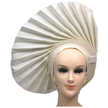 Load image into Gallery viewer, Wedding Red Nigerian Gele Headtie Already Made Auto Gele Turban Cap African Auto Gele Aso Oke Headtie