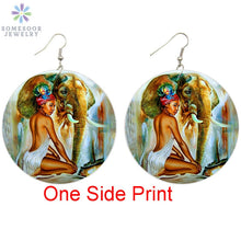 Load image into Gallery viewer, SOMESOOR Both Sides Printing African Ethnic Wooden Drop Earrings Afro Headwrap Woman Animal Eco Photos Jewelry For Women