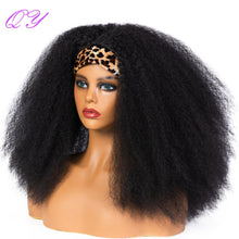 Load image into Gallery viewer, QY Hair Big Afro Kinky Curly Headband Wigs For Women Synthetic Hair Wigs Turban Wrap Hair Style