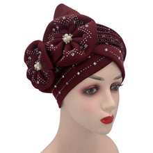 Load image into Gallery viewer, Fashion African Auto Gele Headtie for Women Pre-Tied Muslim Turban Cap Nigerian trending Wedding Gele Ready to Wear Autogele Head Wraps