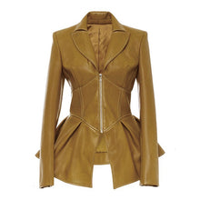 Load image into Gallery viewer, TWOTWINSTYLE Biker Style Patchwork Irregular Jacket Women Lapel Collar Long Sleeve High Wait Tunic Female Coat 2022 Fashion New
