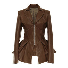 Load image into Gallery viewer, TWOTWINSTYLE Biker Style Patchwork Irregular Jacket Women Lapel Collar Long Sleeve High Wait Tunic Female Coat 2022 Fashion New