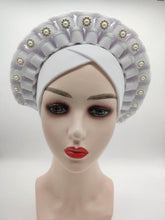 Load image into Gallery viewer, Fashion African Auto Gele Headtie for Women Pre-Tied Muslim Turban Cap Nigerian trending Wedding Gele Ready to Wear Autogele Head Wraps
