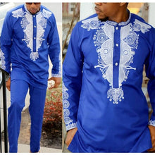 Load image into Gallery viewer, H&D Dashiki Mens Top Pant 2 Pieces Outfit Set African Men Clothes 2022 Riche African Clothing For Men Dashiki Shirt With Trouser