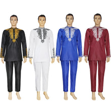 Load image into Gallery viewer, H&D Dashiki Mens Top Pant 2 Pieces Outfit Set African Men Clothes 2022 Riche African Clothing For Men Dashiki Shirt With Trouser