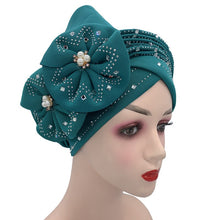 Load image into Gallery viewer, Fashion African Auto Gele Headtie for Women Pre-Tied Muslim Turban Cap Nigerian trending Wedding Gele Ready to Wear Autogele Head Wraps