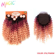 Load image into Gallery viewer, Magic Synthetic Afro Kinky Curly Hair Weave Hair 16-20 inch 7Pieces/lot Bundles With Closure African lace For Women hair Extens