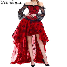 Load image into Gallery viewer, BEONLEMA Long Sleeve Lace Korset Sexy Black Gothic Dress Hot Red Bustier Set Steampunk Corset Clothing Women Plus Size Corset