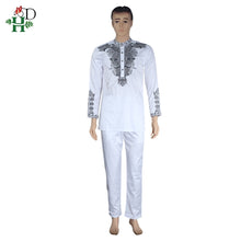 Load image into Gallery viewer, H&D Dashiki Mens Top Pant 2 Pieces Outfit Set African Men Clothes 2022 Riche African Clothing For Men Dashiki Shirt With Trouser
