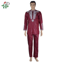 Load image into Gallery viewer, H&D Dashiki Mens Top Pant 2 Pieces Outfit Set African Men Clothes 2022 Riche African Clothing For Men Dashiki Shirt With Trouser