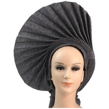 Load image into Gallery viewer, Wedding Red Nigerian Gele Headtie Already Made Auto Gele Turban Cap African Auto Gele Aso Oke Headtie