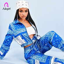 Load image into Gallery viewer, Paisley Bandana Print Two 2 Piece Set Women Fitness Sweatsuit Zipper Up Sweatshirt + Jogger Pants Set Tracksuit Vintage Outfits