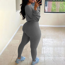 Load image into Gallery viewer, Autumn Solid Letter Embroidery Two Piece Sets Women Basic Sweatshirt+Leggings Casual Sporty Tracksuits Female Hot Corduroy