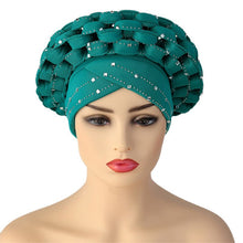 Load image into Gallery viewer, Fashion African Auto Gele Headtie for Women Pre-Tied Muslim Turban Cap Nigerian trending Wedding Gele Ready to Wear Autogele Head Wraps