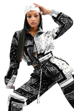 Load image into Gallery viewer, Paisley Bandana Print Two 2 Piece Set Women Fitness Sweatsuit Zipper Up Sweatshirt + Jogger Pants Set Tracksuit Vintage Outfits