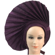 Load image into Gallery viewer, Wedding Red Nigerian Gele Headtie Already Made Auto Gele Turban Cap African Auto Gele Aso Oke Headtie