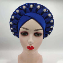Load image into Gallery viewer, Fashion African Auto Gele Headtie for Women Pre-Tied Muslim Turban Cap Nigerian trending Wedding Gele Ready to Wear Autogele Head Wraps