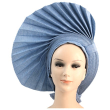 Load image into Gallery viewer, Wedding Red Nigerian Gele Headtie Already Made Auto Gele Turban Cap African Auto Gele Aso Oke Headtie