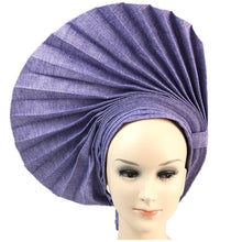 Load image into Gallery viewer, Wedding Red Nigerian Gele Headtie Already Made Auto Gele Turban Cap African Auto Gele Aso Oke Headtie