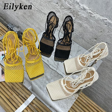 Load image into Gallery viewer, Eilyken New Spring Autumn Mesh Women Ankle Boots Sexy Pointed Toe Zipper Stripper Party Stiletto High Heels Ladies Shoes