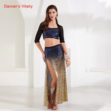 Load image into Gallery viewer, Women New Belly Dance Set  Oriental Dance Dance Competition Sequin   Costume Top+Fishtail  Skirt 2pcs gypsy skirt   costume set