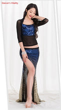 Load image into Gallery viewer, Women New Belly Dance Set  Oriental Dance Dance Competition Sequin   Costume Top+Fishtail  Skirt 2pcs gypsy skirt   costume set