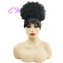 Load image into Gallery viewer, QY Hair Big Afro Kinky Curly Headband Wigs For Women Synthetic Hair Wigs Turban Wrap Hair Style