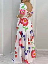 Load image into Gallery viewer, Floral Print Lace-up Backless Crop Top & Maxi Skirt Sets Sexy Summer Women Two Piece Set