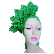 Load image into Gallery viewer, Gold Headtie Gele Nigerian African Hat Aso Oke Auto Gele Headtie Already Made Turban Cap for Women 1 Set