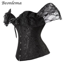Load image into Gallery viewer, BEONLEMA Long Sleeve Lace Korset Sexy Black Gothic Dress Hot Red Bustier Set Steampunk Corset Clothing Women Plus Size Corset