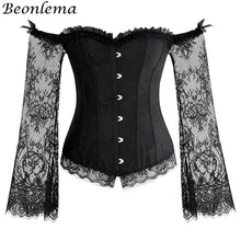 Load image into Gallery viewer, BEONLEMA Long Sleeve Lace Korset Sexy Black Gothic Dress Hot Red Bustier Set Steampunk Corset Clothing Women Plus Size Corset