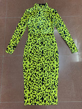 Load image into Gallery viewer, 2022 Winter New Fashion Leopard Print Long Dress Elegant Women Long Sleeve Bodycon Dress Celebrity Evening Party Runway Vestidos