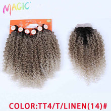 Load image into Gallery viewer, Magic Synthetic Afro Kinky Curly Hair Weave Hair 16-20 inch 7Pieces/lot Bundles With Closure African lace For Women hair Extens