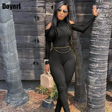 Load image into Gallery viewer, Bandage Bodycon Jumpsuit Long Sleeve Stacked One Piece Jumpsuit Women Fall Clothing 2022 Overalls Party Sexy Jumpsuit Clubwear