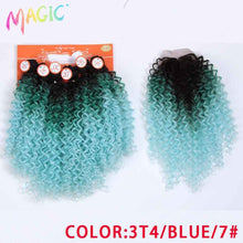Load image into Gallery viewer, Magic Synthetic Afro Kinky Curly Hair Weave Hair 16-20 inch 7Pieces/lot Bundles With Closure African lace For Women hair Extens