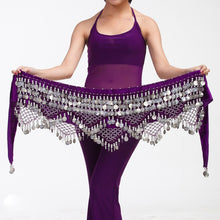 Load image into Gallery viewer, New Style top selling belly dance waist chain hip scarf bellydance coins belt dancing waist belt, 12 colors for your choice
