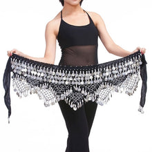Load image into Gallery viewer, New Style top selling belly dance waist chain hip scarf bellydance coins belt dancing waist belt, 12 colors for your choice
