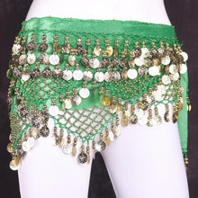 Load image into Gallery viewer, New Style top selling belly dance waist chain hip scarf bellydance coins belt dancing waist belt, 12 colors for your choice
