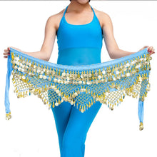 Load image into Gallery viewer, New Style top selling belly dance waist chain hip scarf bellydance coins belt dancing waist belt, 12 colors for your choice

