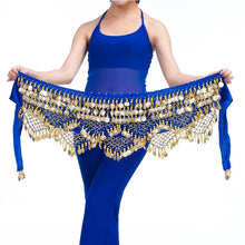 Load image into Gallery viewer, New Style top selling belly dance waist chain hip scarf bellydance coins belt dancing waist belt, 12 colors for your choice
